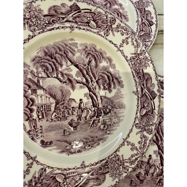Early 19th Century Purple English 19th Century Transferware Dessert Plates, S/3 For Sale - Image 5 of 7