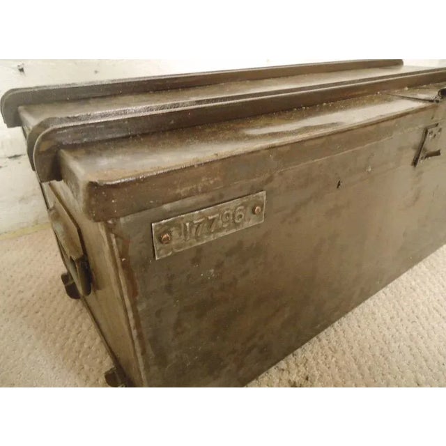 1960s Heavy Duty Metal Trunk For Sale - Image 5 of 7