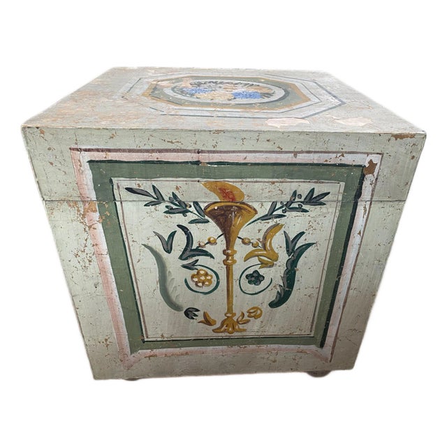 Painted Accent Cube Table With Storage For Sale