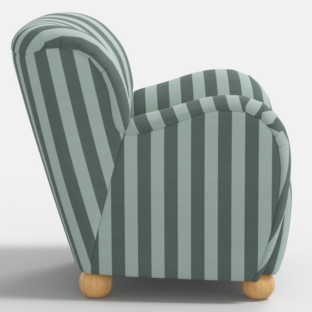Not Yet Made - Made To Order Spritely Home Rumi Armchair in Canopy Stripe Tonal Teal For Sale - Image 5 of 7