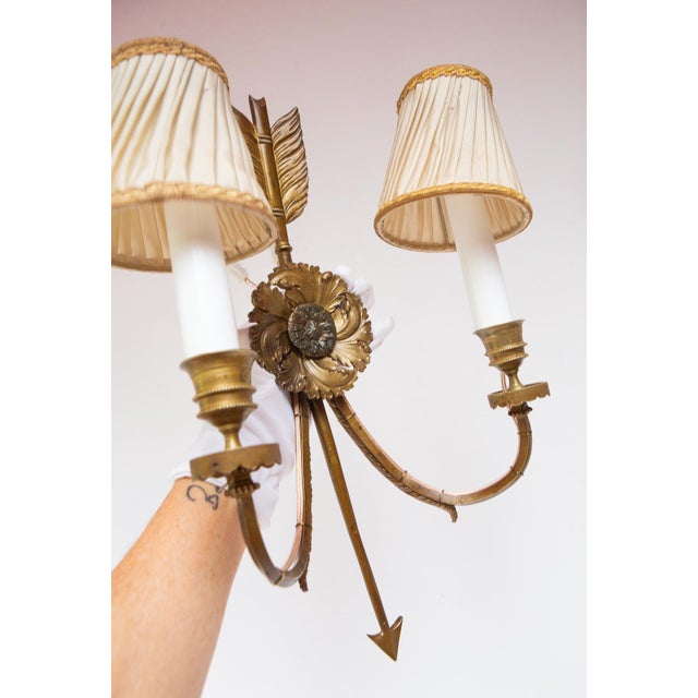 Large French Empire Style Arrow Wall Sconces, 1800s, Set of 2 For Sale - Image 5 of 10