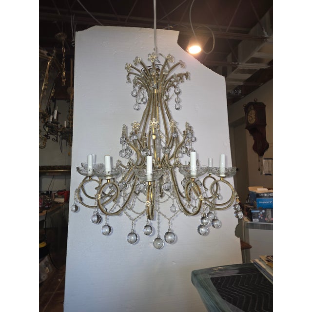 Large Vintage Clear Murano Glass Drop Chandelier For Sale - Image 10 of 12