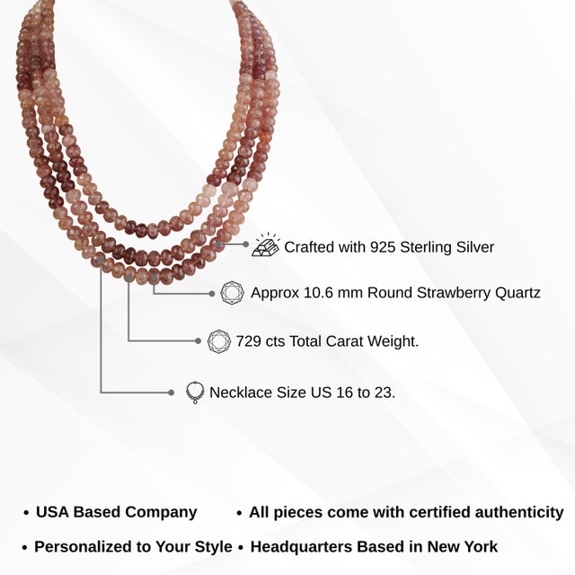 Late 20th Century Style Natural Strawberry Quartz Multi-Strand Statement Necklace, 18" For Sale - Image 12 of 14