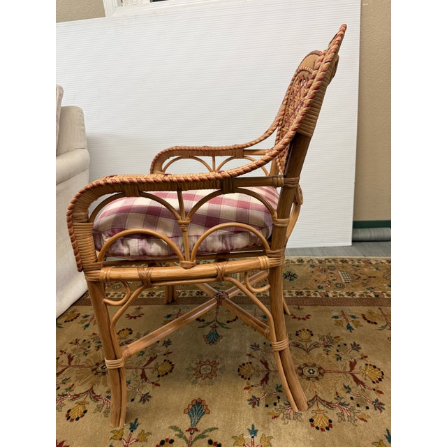 Wood GreenRow Clara Wicker Chair + Plaid Cushion For Sale - Image 7 of 12