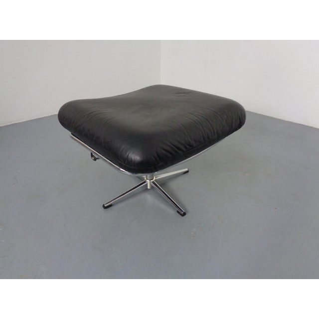 Black Leather Ottoman, Germany, 1960s For Sale - Image 4 of 10