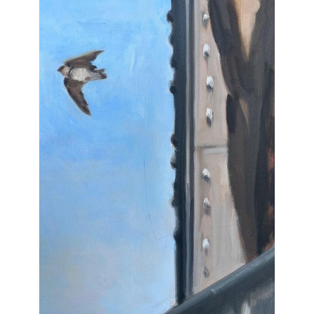 Geiler Gonzalez Painting on Canvas "Man on Nyc Beam" For Sale - Image 4 of 12