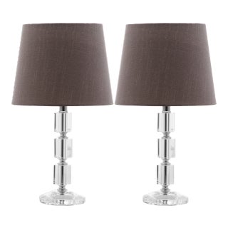 Daryl 16 Inch H Crystal Cube Table Lamp in Clear - a Pair For Sale
