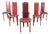 Vintage Italian Red Leather High Back Dining Chairs, 1980s, Set of 6 For Sale