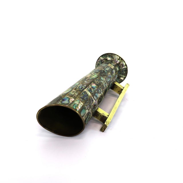 1960s Brass Pitcher with Abalone Inlays Attributed to Los Castillo Taxco For Sale - Image 5 of 5