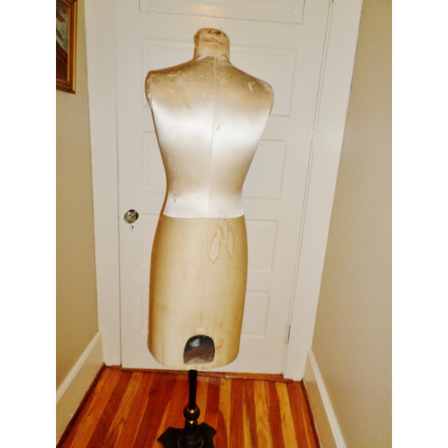 Victorian Antique Mannequin French Rare Victorian Very Ornate Bronze Base & Silk Torso For Sale - Image 3 of 17
