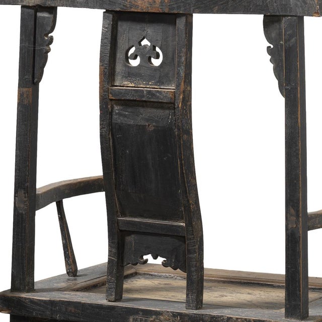Wood Set of Antique Chinese Elm Armchairs For Sale - Image 7 of 9