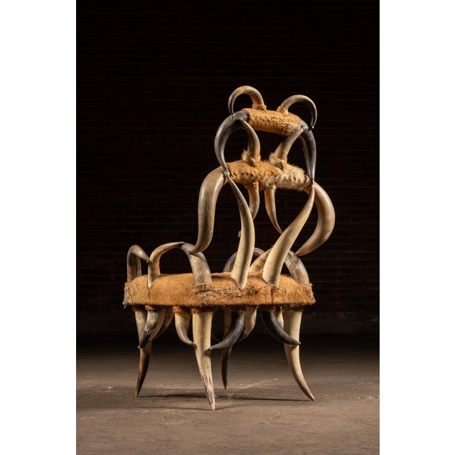Mid 20th Century Monumental Longhorn Horn Throne Chair For Sale - Image 4 of 13