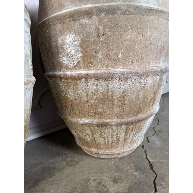 Blue Pair of Antique Mediterranean Terracotta Storage Jars With Weathered Patina For Sale - Image 8 of 12