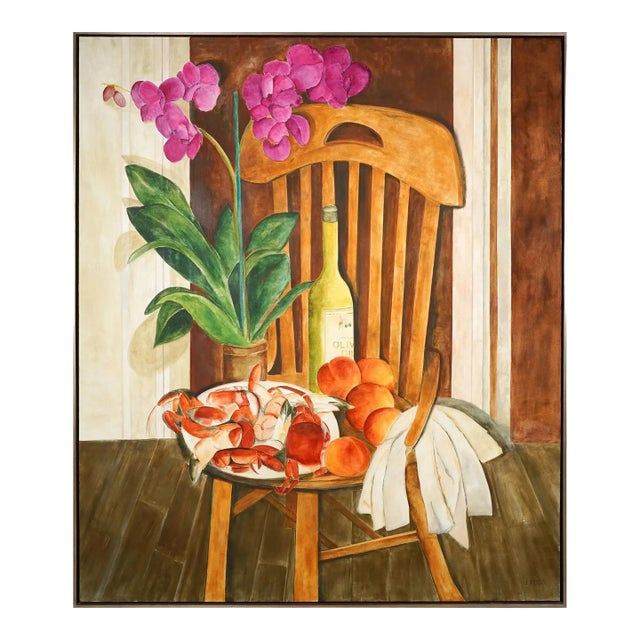 Mid 20th Century Large Still Life Painting by J. Ross, Framed For Sale