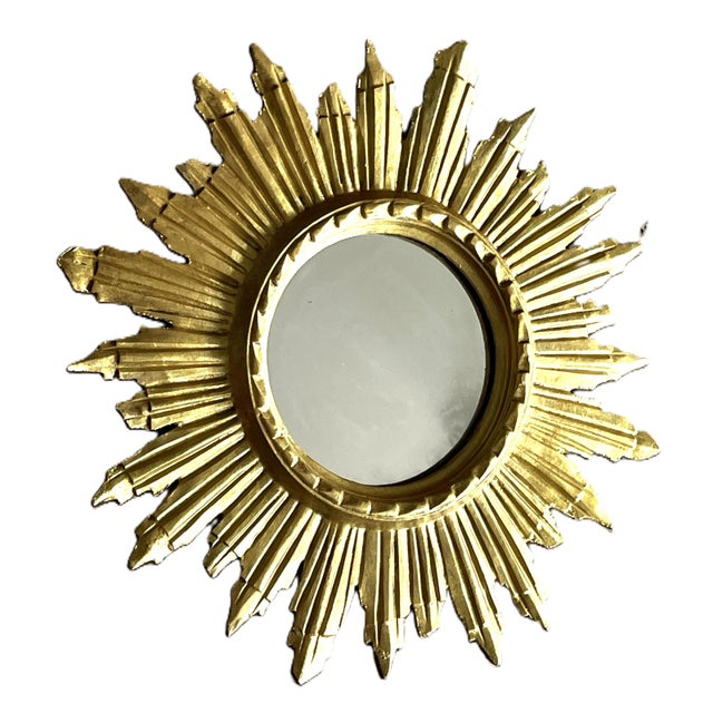 Wood Mid-Century Italian Giltwood Sunburst Mirror, 1960s For Sale - Image 7 of 14