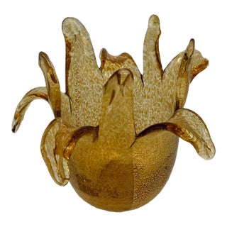 Organic Gold Fleck Modern Art Glass Vase For Sale