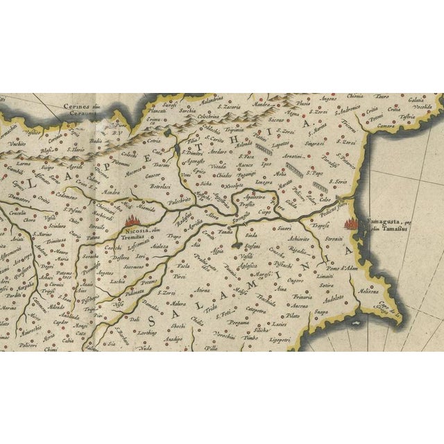 Copper Cyprus Map with Mythological Cartouche from Blaeu, 1642 For Sale - Image 8 of 10