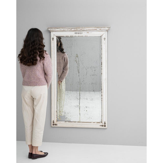 19th Century French Wood White Patinated Mirror For Sale - Image 17 of 18