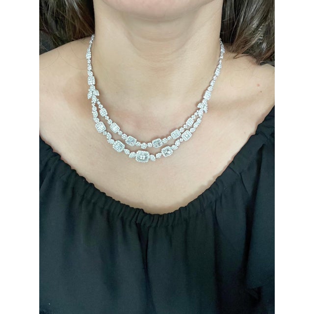 18 Carats VS E Quality Diamond 18 Karat White Gold Necklace Bridal Brand New For Sale - Image 10 of 18