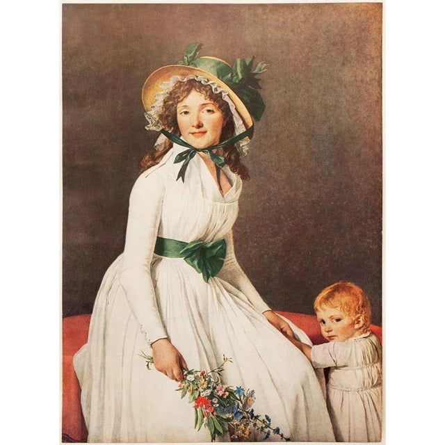 A rare vintage First Edition photogravure of portrait of Madame Seriziat by Jacques-Louise David. Comes from a rare First...