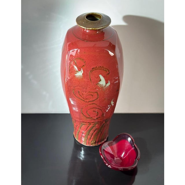 Vintage Red Glazed Vase by David Frith, 1980s For Sale - Image 10 of 11