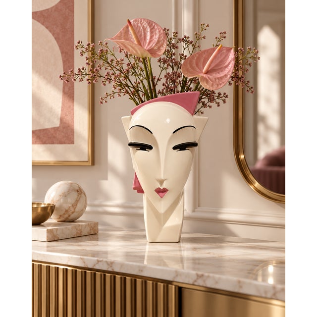Vintage 1980s Postmodern Art Deco Lindsey Balkweill Style Ceramic Vase For Sale - Image 10 of 10