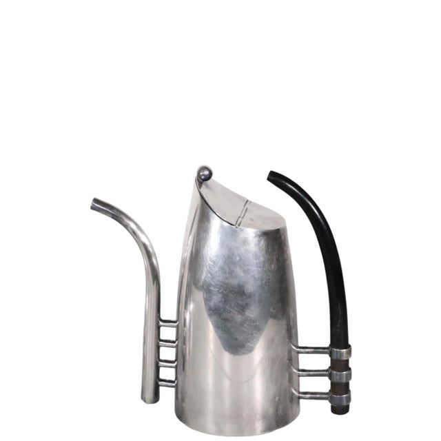2 Pc. Postmodern Silver-Plate Coffee Tea Pot Set Made in Italy by Sabittini C 1980's For Sale - Image 11 of 13