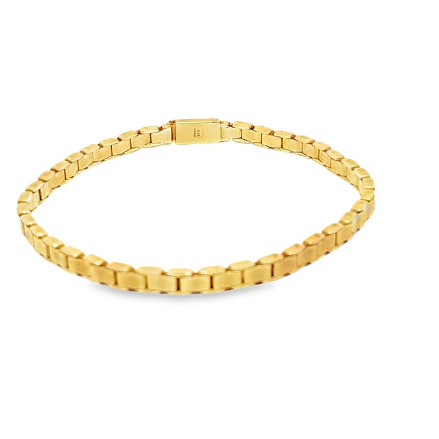 14k Yellow Gold Men's Solid Link Chain Bracelet For Sale - Image 4 of 9