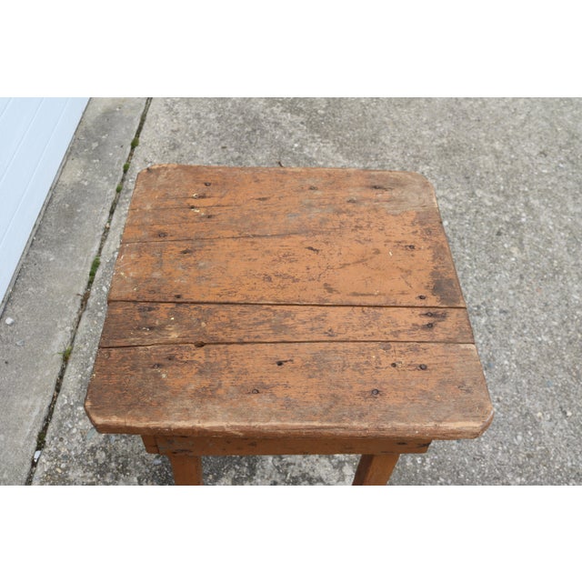 Wood Vintage Rustic Farm Painted Side Table/Stand For Sale - Image 7 of 7