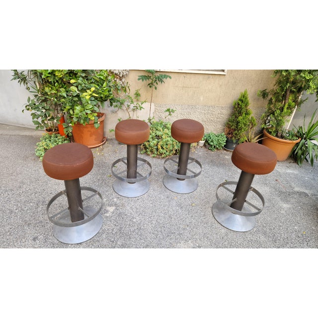 Dwarf Stools in Chromed Iron with Padded Seat, 1970s, Set of 4 For Sale - Image 18 of 18