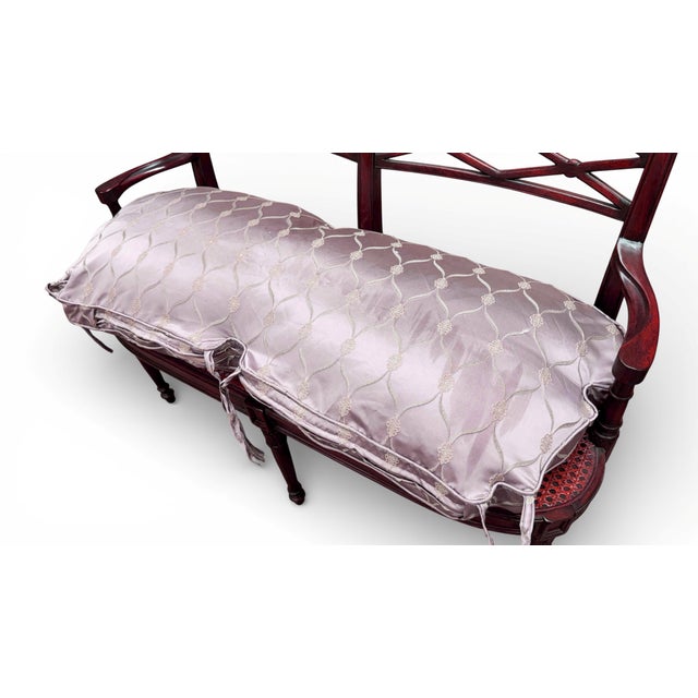 Theodore Alexander Regency Cane Seat Carved Wood Settee For Sale - Image 14 of 18