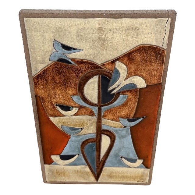 Decorative Wall Panel in Glazed Stoneware, 1970s For Sale