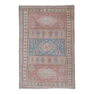 Mid Century Turkish Light Blue Color Small Oushak Rug For Sale