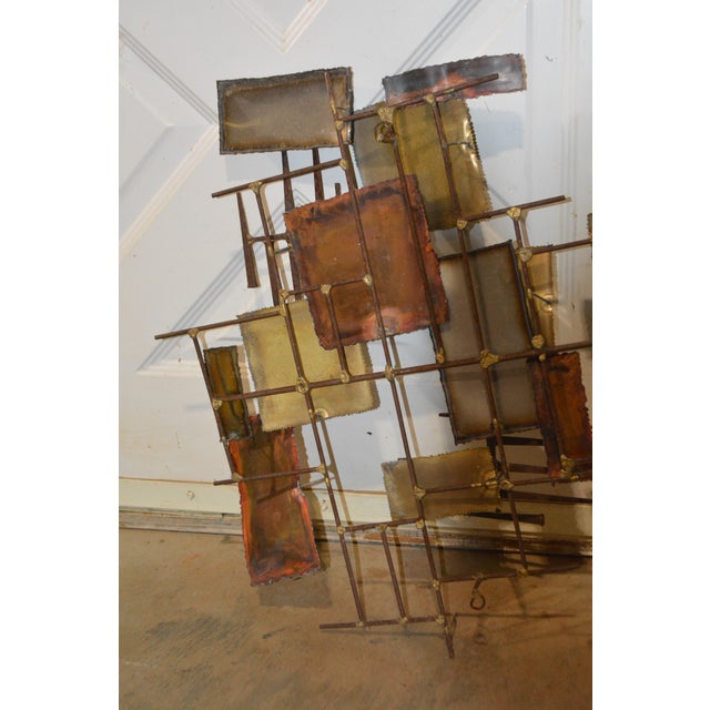 1970s Curtis Jere Style Brutalist Metal Copper / Brass 'Nails' Abstract Wall Art Sculpture For Sale - Image 5 of 18