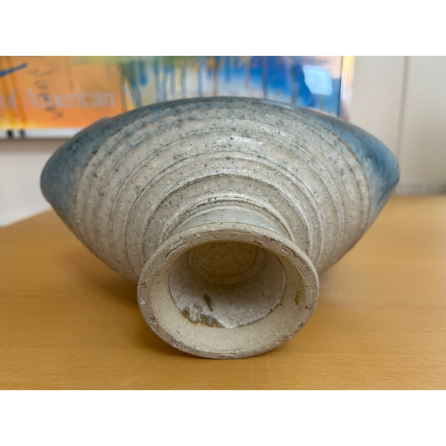 Modernist Blue Japanese Footed Ikebana Vase Signed 1959 For Sale In San Francisco - Image 6 of 9