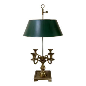 Visual Comfort French Bouillotte Brass 4 Arm Candelabra Table Lamp Tole Shade