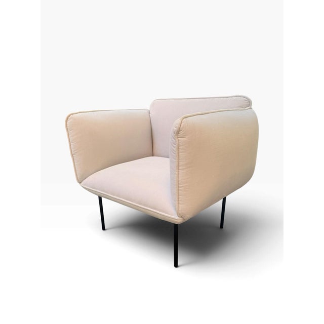 Mid-Century Modern Woud Nakki 1-Seater Lounge Chair by Mika Tolvanen in Cream Velvet For Sale - Image 3 of 18