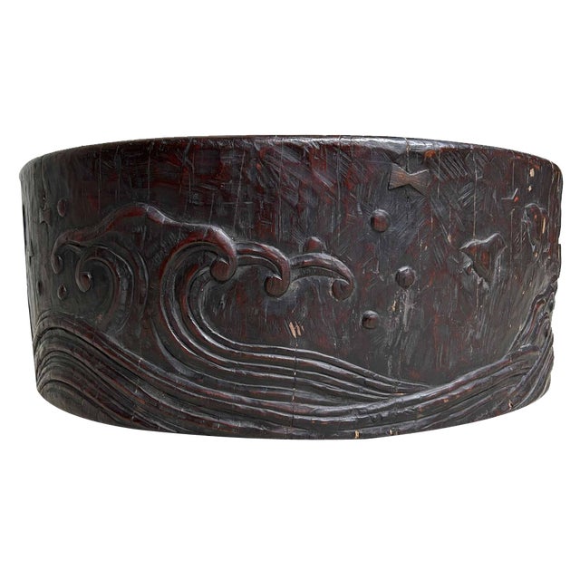 Large Antique Wood Carved Hibachi, 1890s For Sale