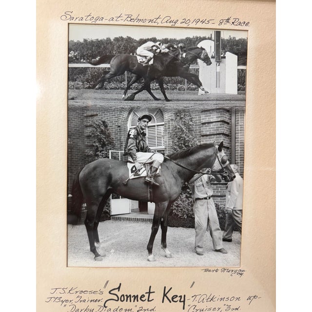Up for sale is an original vintage 1945 horse racing photograph of winning horse Sonnet Key at Aaratoga, Belmont. This...