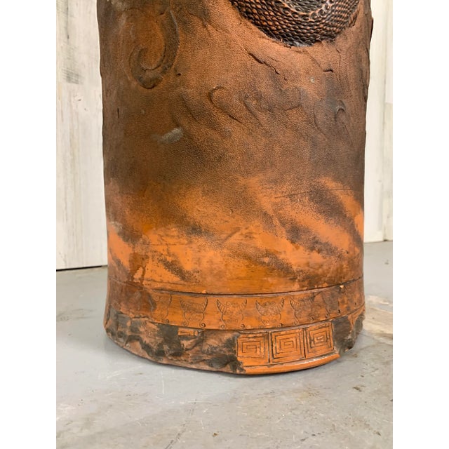 Brown Antique Chinese Terracotta Red Dragon Umbrella Stand For Sale - Image 8 of 13