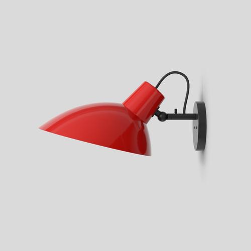 Vv cinquanta wall lamp design by vittoriano viganò this version is with red lacquered reflector and black mount. The vv...