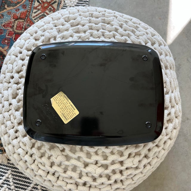 Gorgeous mid-century modern serving tray by Couroc of Monterey in black resin with a hand inlaid wood and bass Pelican...