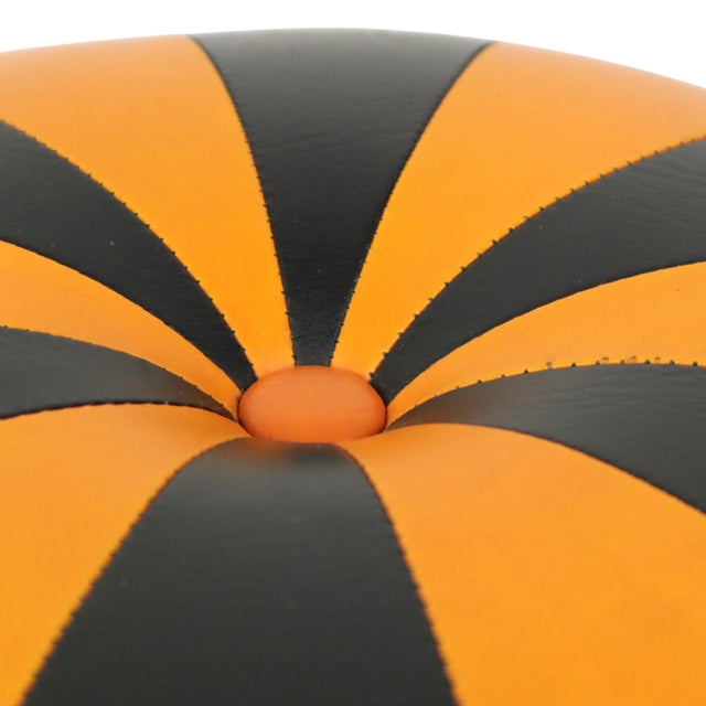 Vintage Round Pouf in Two-Tone Skai, 1960s For Sale - Image 6 of 15