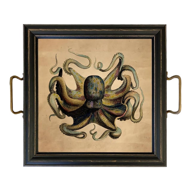 Watercolor Octopus Decorative Tray - Small For Sale