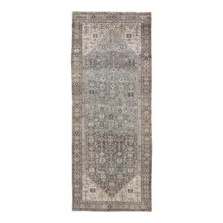 Antique Persian Malayer Gallery Rug With Soft Blue Field Tribal Design 7'5"x18'0" For Sale