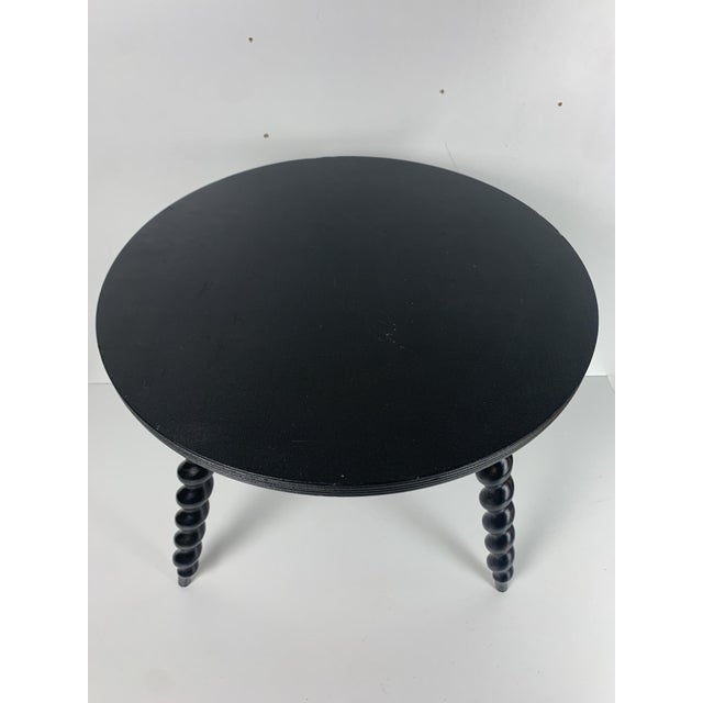 Mid-Century French Ebonized Turned Wood Side Table with Cork Screw Legs, 1950s For Sale - Image 13 of 15