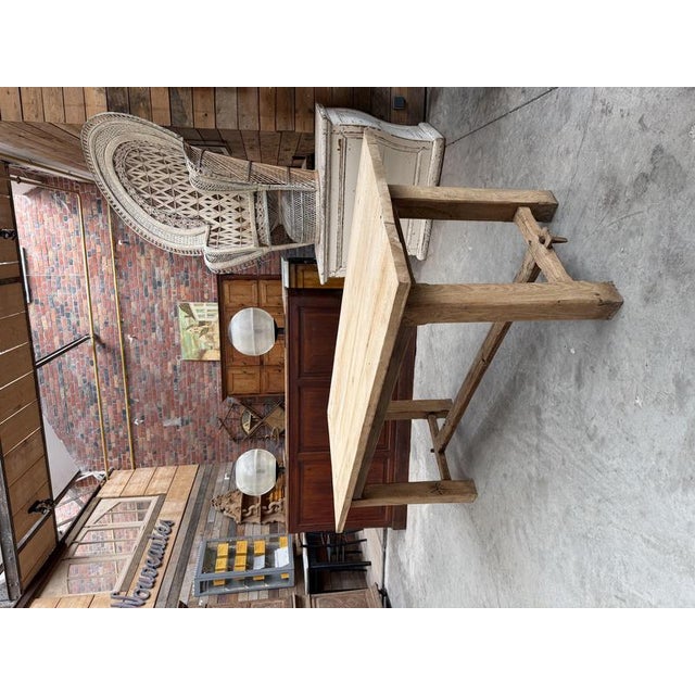 Mid‑20th Century Oak Farm Table For Sale - Image 3 of 10
