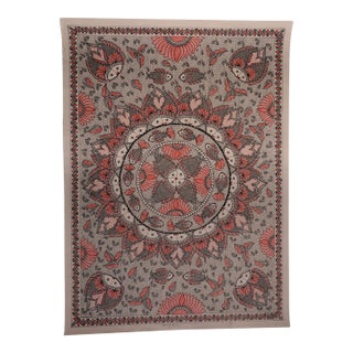 Mamta Devi, 2016 National Award Recipient – Intricate Hand-Painted Madhubani Fish & Floral Mandala on Handmade Khadi Paper For Sale