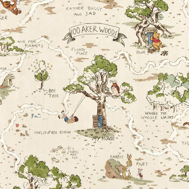 Sanderson Hundred Acre Wood Wallpaper in Cashew For Sale