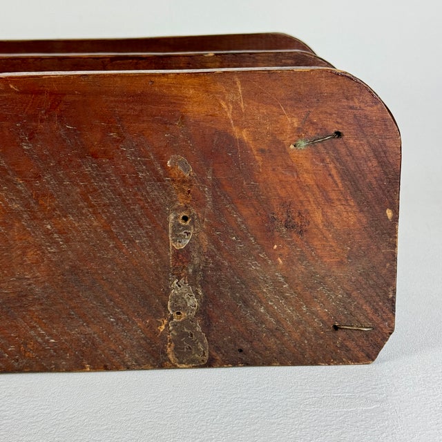 Vintage French Salvaged Bobbin Reels 3 Tier Wood Shelving Unit, Table/Counter Top Etageres For Sale - Image 18 of 18